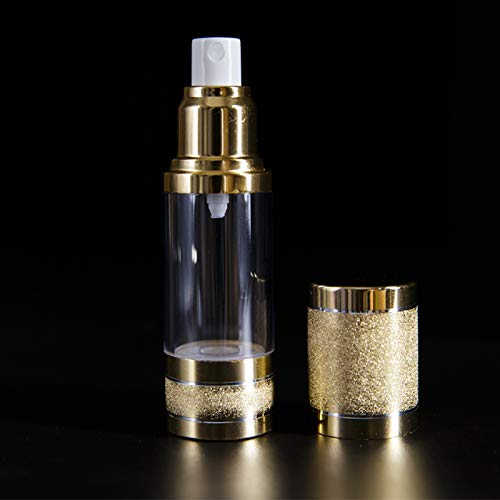 Tvoip 3Pcs/Lot 15ml 30ml 50ml Gold Pink Silver Glitter Diamond Airless Vacuum Bottles Luxury Emulsion Lotion Fragrance Perfume Spray Bottle (Gold) - color: Gold
