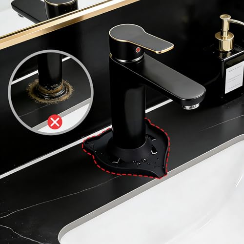 Compact Silicone Kitchen Sink Faucet Splash Proof Mat, Tap Water Diversion Splash Guard Drain Pad(Black,2PCS) - color: Blackx2