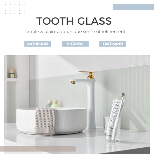 Bathroom Glass Cup, Aomasi Transparent Toothbrush & Toothpaste Holder, Mouthwash Tumbler Cup Drinking Mug Glassware - color: Transparent