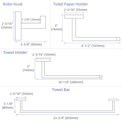 Bathroom Hardware Set 4-Piece, Angle Simple SUS304 Stainless Steel Bath Accessory Kit, Bathroom Fixture Set with Robe Hook, Toilet Paper Holder, Towel Holder and Towel Bar, Brushed Dark Gold - color: Brushed Dark Gold