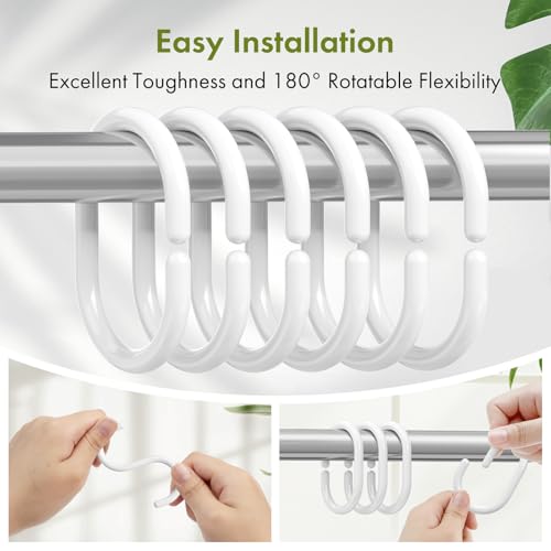 Amazer Shower Curtain Rings, 24 Pcs Plastic Shower Curtain Hooks, White Shower Curtain Hooks Rings, Rust Proof Shower Rings C Shaped Shower Hooks for Shower Curtain and Liner Bathroom - color: White C-shape, size: 24 Pack