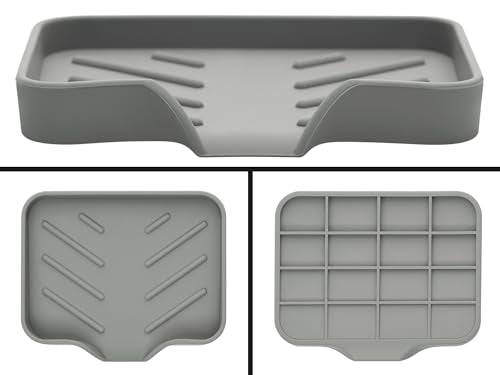 Silicone Soap Bar Holder: Premium Gray Self-Draining Soap Dish - Elegant Shower & Bathroom Solution - color: Gray, size: S(4.7X3.5) 1 PC
