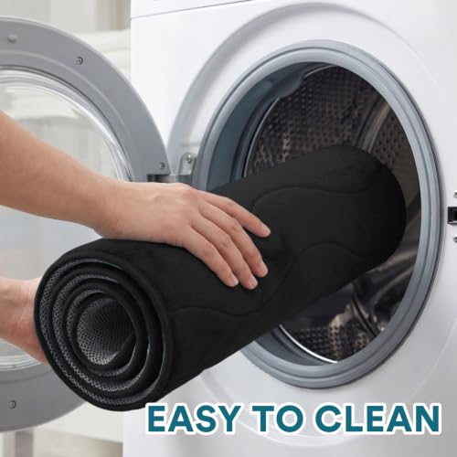 Flamingo P Memory Foam Bathroom Mat Rug Non Slip Bath Shower Mats,20x32,Black - color: Black Wavy Line, size: 32" X 20"