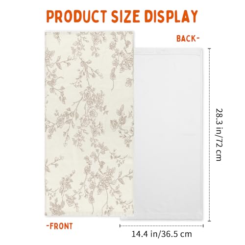 Brown and Cream Floral Hand Towels 14.4x28.3 Inch Set of 2 | Chinoiserie，Polyester Cotton，Breathable，for Holiday Bathroom Kitchen Hotel Gym Spa Decor - color: A Floral