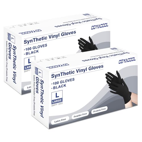 Disposable Gloves Large, Nitrile and Vinyl Blend Material Gloves, Latex Free 4 Mil 200 Pc Food Grade Glove for Cleaning, Food Prep,Hair Dye,Tattoo, Black - color: Black, size: Large-200pc