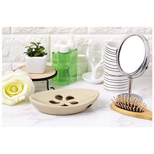 Ceramic Soap Dish with Self Draining Tray for Bar Soap, Bathroom, Kitchen (Ivory No.1) - color: Ivory No.1