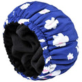 Shower Cap for Women Terry Lined Bath Cap Large Reusable Waterproof Elastic Band Blue Shower Caps for Long Thick Hair Soft Bath Shower Hair Caps - color: Blue Flowers