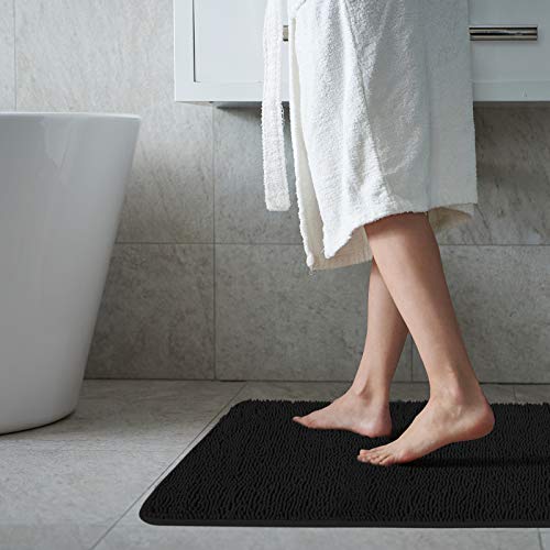 Secura Bathroom Rugs 17x24 Inches – Thick Plush Bath Mat, Ultra Soft Absorbent Bathroom Mat, Non Slip Machine Washable Bath Rugs for Tub, Shower Room Floor (Black) - color: Black, size: 1'5" x 2' (Rectangular)
