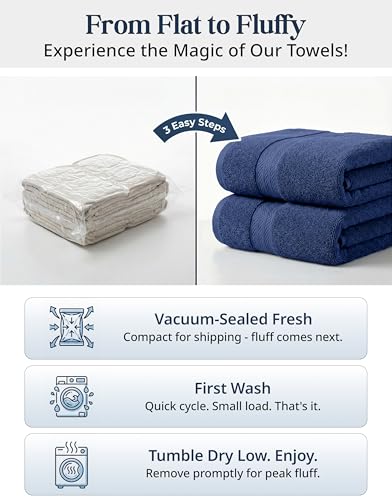 LANE LINEN Luxury Cotton Bath Towel Set - 16 Piece - Low Twist, Soft & High Absorbency - 4 Bath, 8 Wash cloths, 4 Hand Towels - Classic Hotel Quality, Durable & Ideal for Modern Bathrooms - Navy Blue - color: 06: Navy