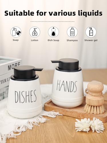 Ceramic Soap Dispenser Set, 13oz Wash Soap Dispenser(Liquid-Hands & Dishes) - color: Liquid-hands & Dishes