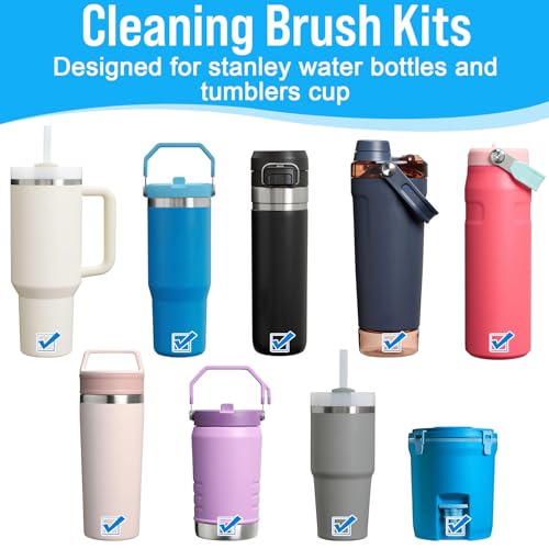 XANGNIER 4 PCS Water Bottle Cleaner Brush Set for Stanley Tumbler 40 oz/30 oz/20 oz Cup,Multifunctional Bottle Brush and Long Silicone Straw Cleaner Brush,Cleaning Kit for Owala/Yeti Cup Accessories - size: 4 pack