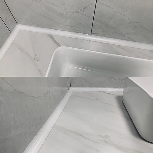 Water Barrier for Sink,Shower Threshold Water Dam Barrier,Waterproof Barrier Bathroom,Collapsible Silicone Strip Trim Splash Guard (White-1M) - size: White 1m