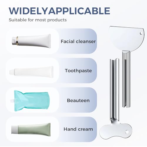 6/12/20pcs Stainless Steels Metal Tube Squeezer Keys, Tube Squeezer Tool- Toothpaste Squeezer Metal Hair Dye Color Key Roller Dispenser Tool Durable Processing, Daily Living Tube Squeezing Aids (6)