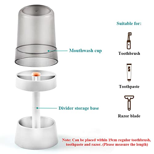 Toothbrush Holder with Cup/Cover Contains 3 Slots, Compatible with Conventional Toothbrushes, Can Store Toothpaste - color: White D(round)