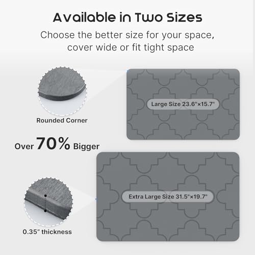 ArtyCozy Extra Large Stone Bath Mat with Non-Slip Rubber Back, 31.5" × 19.7", Super Absorbent Diatomaceous Earth Mat for Bathroom, Quick Drying Shower Rugs for Bathtub, Easy to Clean, Dark Grey - size: 31.5" x 19.7" (Rectangular)
