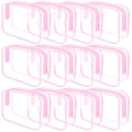 REHALY Clear Toiletry Bag, 12 Pack TSA Approved Toiletry Bag Carry on Travel Accessories Bag, Quart Size Bag for 3-1-1 Liquids Airport Airline Compliant Clear Makeup Bag with Metal Zipper (Pink Bags) - style: Pink Bags