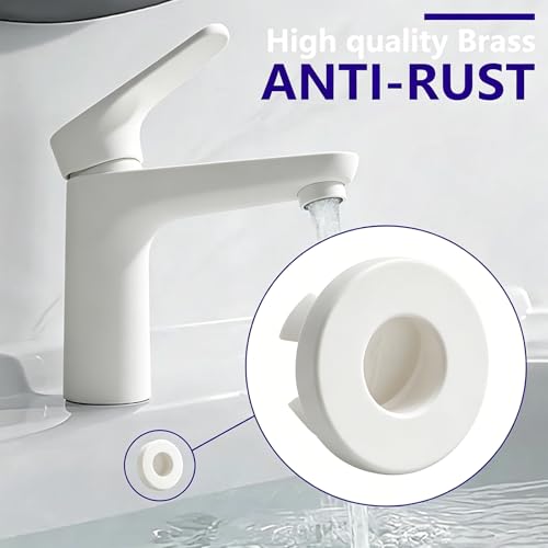 Sink Overflow Ring Brass Drain Cover Basin Sink Spillover Caps Round Sink Drain Insert Plug (White) - color: White