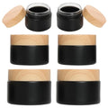 6Pcs Glass Lotion Cream Container with Lid Refillable Empty Sample Cosmetic Jar for Makeup Scrub Cream Toiletries Home Travel (Black,15ml,30ml,50ml) - color: Black, size: 15ml, 30ml, 50ml