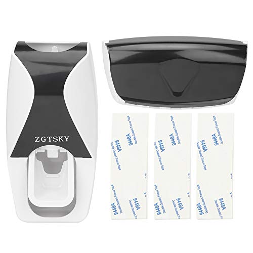 Toothbrush Holder Toothpaste Dispenser Set, Wall Mounted Automatic Hands-Free Toothpaste Dispenser, for Family Washroom Bathroom(黑色)