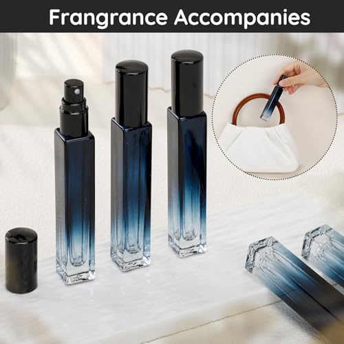 Segbeauty Travel Perfume Bottle, 5 Pack of 10ML Empty Refillable Glass Atomizer, Portable Cologne Dispenser Spray Bottle Travel Size Sample Bottles Sprayer Making Kit Gradient Blue - color: Blue, style: Mini Bottle Set