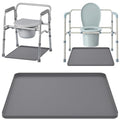 27" x 27" Bedside Commodes Mat, Bedside Toilet Floor Mat with Raised Edge for Floor Protector, Silicone Non-Slip Protective Mat for Under Commode Chair, Recyclable and Waterproof