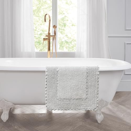 Laura Ashley Ruffle Border 100% Cotton Bath Rug, Light Grey, 20"x 34" - color: Light Grey, size: 1'8" x 2'10" (Rectangular)