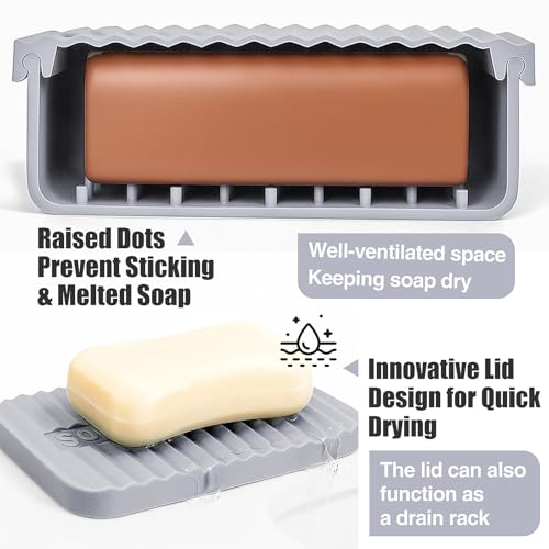 AIDIMMING Extra Large Leak Proof Travel Soap Dish – Large Capacity, Durable, Impact-Resistant, Stain-Resistant, for Extended Trips, Camping, Outdoor Adventures or Truck Drivers (Deep Gray) - color: Deep Gray