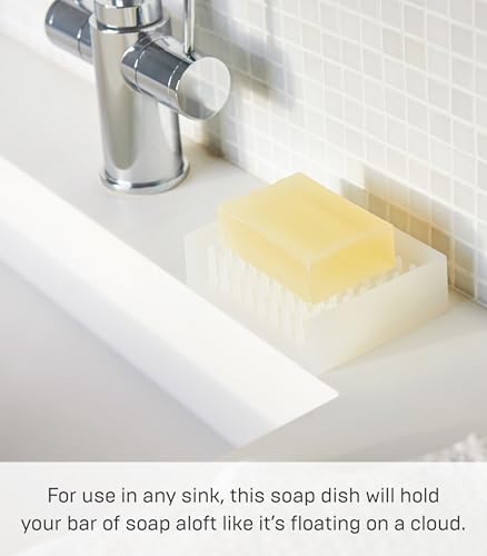 Yamazaki Home Self Draining Soap Tray - Floating Holder Dish for Sink, Silicone, No Assembly Req. - color: Clear