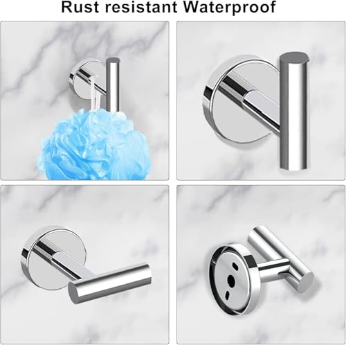 Newfun 10-Pieces Bathroom Hardware Set, Includes 24 Inch Towel Racks for Bathroom Wall Mounted, Toilet Paper Holder, Towel Hooks for Bathrooms, Towel Rings for Bathroom Wall (Polished Chrome) - color: Polished Chrome-ring