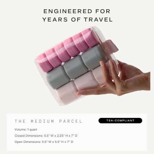 Cadence Parcel - Clear Travel Kit with Zipperless Magnetic Closure - Ink, Medium - Durable, Leak-Resistant and TSA Approved Toiletry Bag - Modular Organization - Recycled TPU (1 Qt) - color: Ink, size: Medium