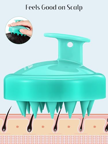 HEETA Scalp Massager Hair Growth 2-Pack, Soft Silicone Scalp Scrubber Shampoo Brush for Exfoliation Dandruff Removal Head Massage Stress Relax, Wet & Dry Use for Women Men Thick Thin Curly Hair Care - color: 01- Pink & Green