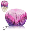 Luxury Shower Cap Silk Satin Lined Waterproof Reusable Adjustable Elastic Dry Hair Bathing Caps Cute for Women Girls-Heart - color: C-8-Heart