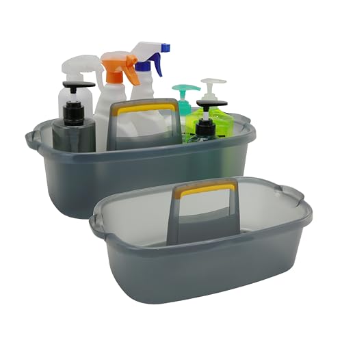 Goderewild Cleaning Caddy Organizer with Handle, Storage Basket/Totes Portable for Bathroom Supplies, Cleaning Products, and Sink Tool.(Translucent Gray×2, 2 Pack) - color: Translucent Gray×2, size: 2 Pack