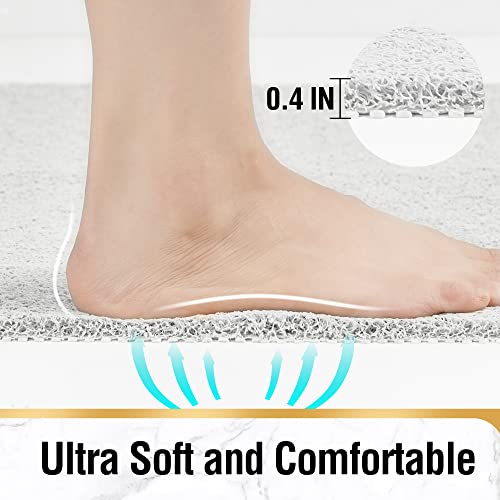 HITSLAM Non Slip Bathtub Mat 40 x 16 Inch, Extra Long Bath Mat for Tub, Soft PVC Loofah Shower Floor Mat with Drain, Quick Drying Bathroom Tub Mat for Wet Area, Without Suction Cup, White - color: White, size: 40" x 16" (Rectangular)