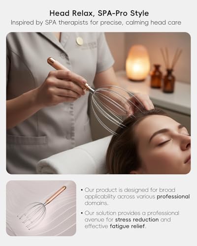 Winyoung Head Massager Scalp, Electric Scalp Massager with 20 Metal Fingers – Head Scratcher & Hair Massage Tool, Waterproof Head Massage for Stress Relief, Stocking Stuffers Gift for Women & Men - color: Rose Gold
