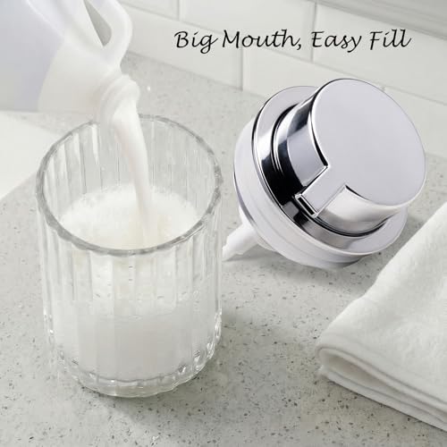 Amolliar Foaming Soap Dispenser, Plastic Pump Clear Glass Soap Dispenser, 8OZ Refillable Hand Soap Dispenser for Bathroom, Kitchen, Bath, Soap Pump Bottle for Liquid or Lotion Dispenser(Silver 2 Pack) - color: Silver