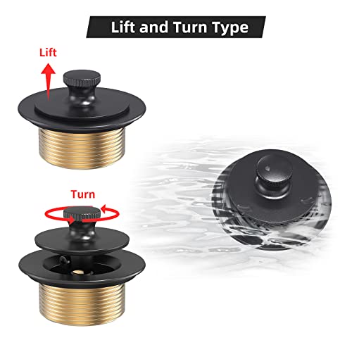 Matte Black Tub Drain and Overflow Kit, Replacement Bath Tub Drain Trim Set,Lift & Turn Bathtub Drain Kit with 2-Hole Overflow Faceplate Conversion Kit Assembly Fine/Coarse Thread - color: Matte Black