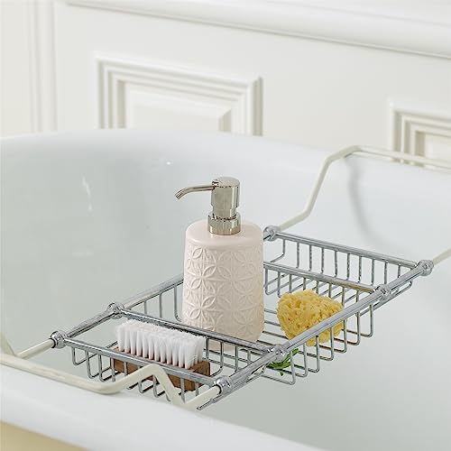 Bathroom Accessories Set, Bath Accessory Complete Set with Lotion Dispenser/Soap Pump, Soap Dish and Toothbrush Holder, Bath Mat, Shower Curtain with 12 Hooks (Embossed Pattern, Tan)