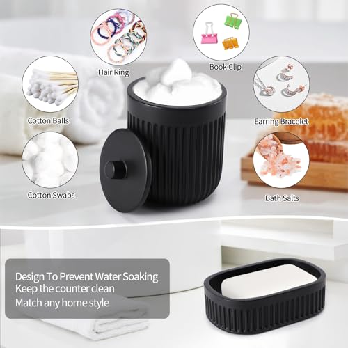 XLHOMO Black Resin Bathroom Accessories Set 5 Pcs, Bathroom Accessory Set Includes Foaming Soap Dispenser, Lotion Soap Dispenser, Toothbrush Holder, Qtip Holder, Soap Dish, for Modern Home Apartment - color: Black, size: Resin Bath Set-Foam