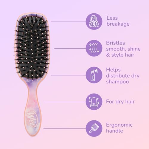 Wet Brush Shine Enhancer Color Wash Watermark, Paddle Hair Detangler Brush with Ultra-Soft Intelliflex Bristles, Infused With Natural Argan Oil, Shiny & Smooth, Wet or Dry, For All Hair Types - color: Color Wash Watermark, size: 1 Count (Pack of 1)