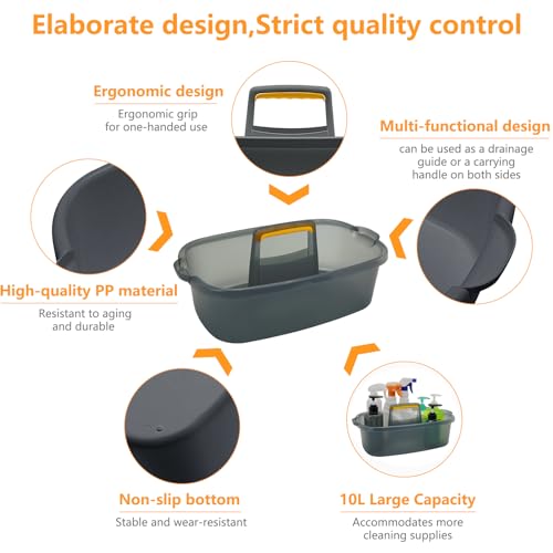 Goderewild Cleaning Caddy Organizer with Handle, Storage Basket/Totes Portable for Bathroom Supplies, Cleaning Products, and Sink Tool.(Translucent Gray×2, 2 Pack) - color: Translucent Gray×2, size: 2 Pack
