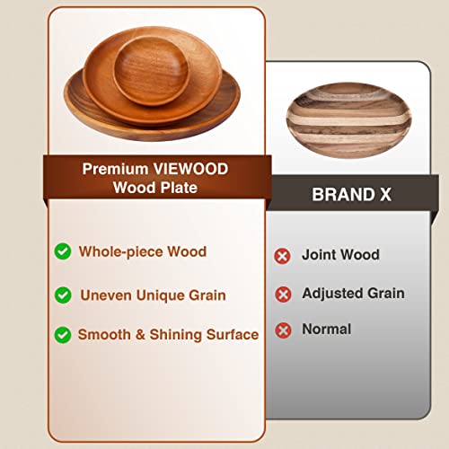 VieWood Round Wood Plates Charger, Wooden dinnerware set of 3 for dishes snack, dessert or occasions (4.7in, 7.9in and 10in) - color: Round Wood Plates (Set of 3)