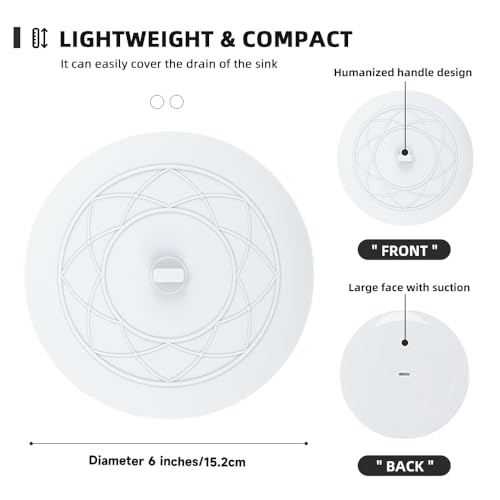 Tub Stopper 2PCS,Bathtub Drain Stopper,6 inches Bathtub Tub Drain Cover Stopper,Silicone Drain Plug,Kitchen Bathroom Hair Water Shower Stopper,Large Bathroom Laundry Accessories (White/White) - color: White/White