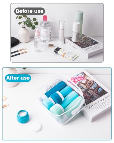 Mrsdry Travel Bottles for Toiletries, 10 Pack, TSA Approved, 3oz/90ml Silicone, Leak Proof, Wide Mouth, Reusable, Travel, Vacation, Plane Trip, Camp - color: Blue, size: 3oz bottle 1oz jar