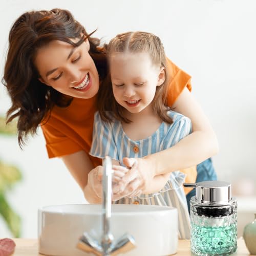 Malachi Foaming Hand Soap Dispenser, Refillable Clear Glass Foam Pump Bottle for Hand Soap, Dish Soap, Body Wash, Shampoo, Facial Cleanser & Baby Wash, Multi‑use for Bathroom, Kitchen & Commercial Use - color: Diamond Transparent