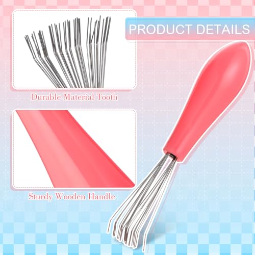 Boao 2 Pcs Hair Brush Cleaning Tool Set,2-in-1 Double Headed Hair Brush Comb,Metal Toothed Cleaner Dirt Remover, Portable Hairbrush Cleaner Tool for Removing Dust Home Salon Use(Pink and Gray) - color: null