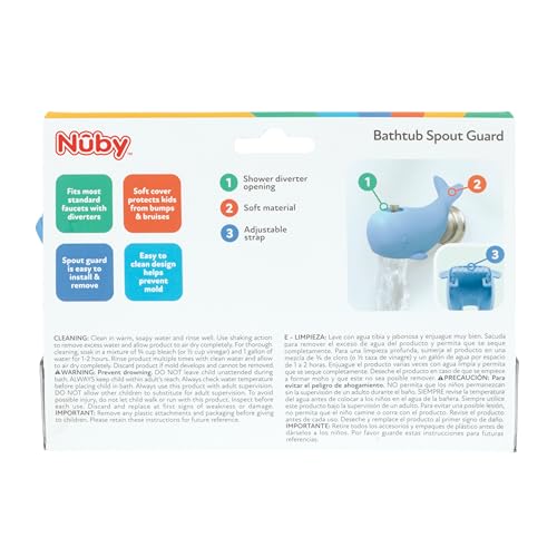 Nuby Bathtub Safety Spout Guard - Compatible with Most Standard Faucets - Bath Toys - Whale - style: Whale