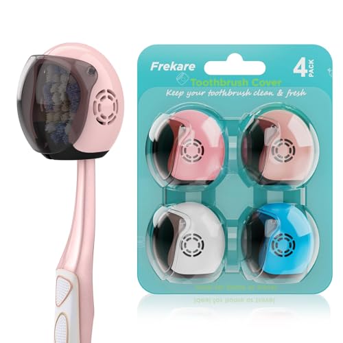 Frekare Toothbrush Covers Caps, Toothbrush Cover Brush Pod Case, Toothbrush Case Protector Fits Most Manual And Electric Tooth Brushes For Bathrooms Household Travel 4 Pack - color: Blue, White, Pink, Rose Pink