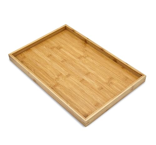 Natural Bamboo Serving Tray Platter 17.75 x 11.8 Rectangular, Bamboo - color: Bamboo, size: 17.8" x 11.8" x 1.2"