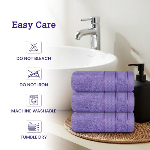 Casa Lino Face Towels & Body Wash Cloths for Showering - 100% Cotton Wash Cloths for Bathroom - Highly Absorbent & Quick Drying Washcloth Set - Cotton Washcloths 24 Pack (12" x 12") - (Purple) - color: Purple